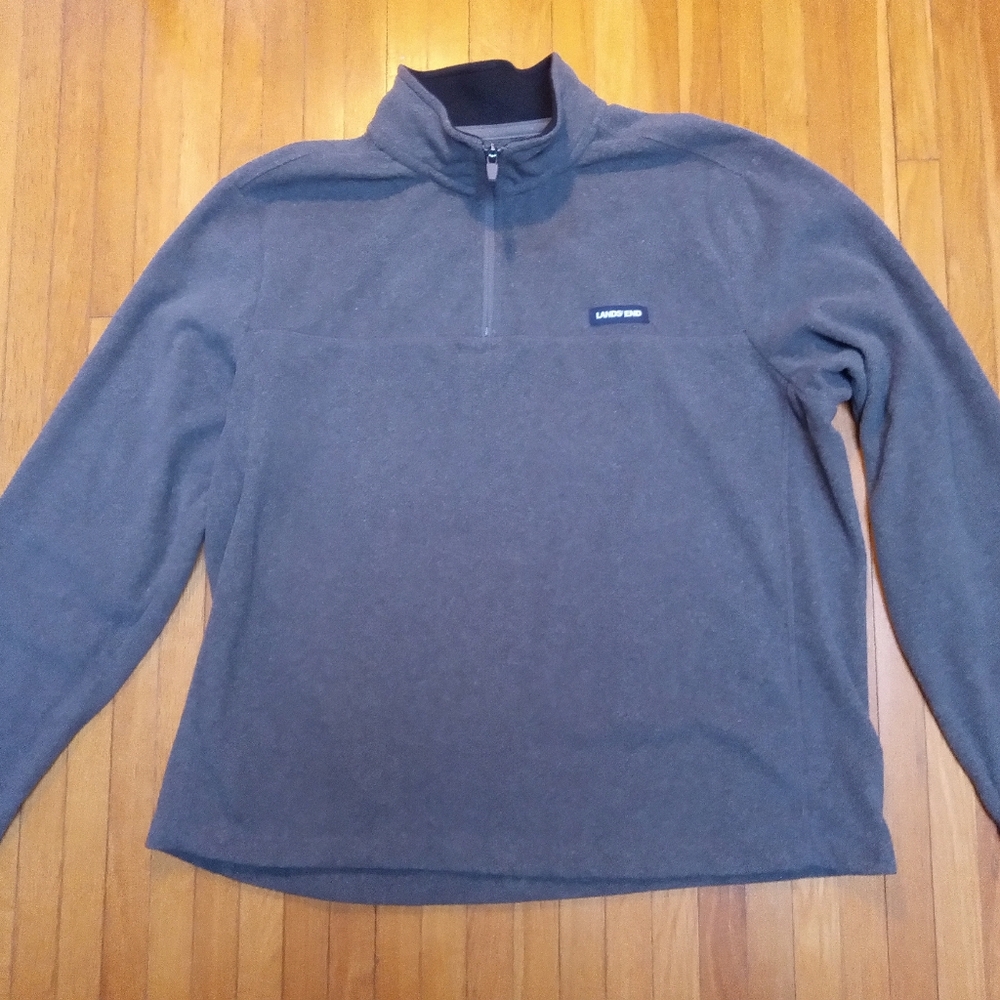 Lands End Men's Gray Half-Zip Pull